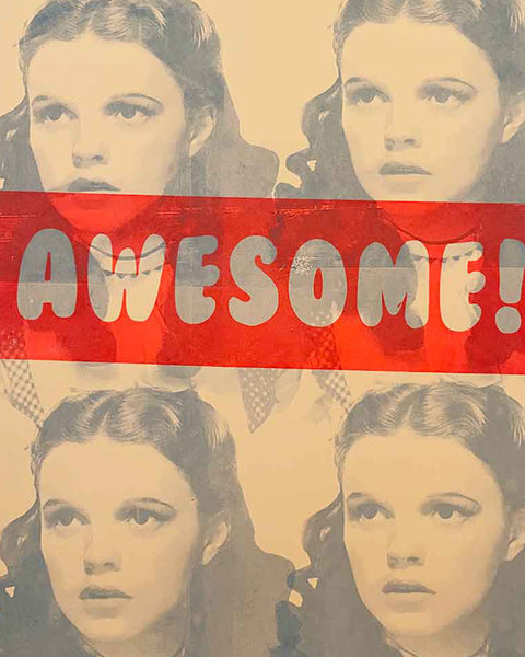 Awesome Over The Rainbow Print by Barrie J Davies, Unframed Silkscreen print on paper (hand finished), edition of 1/1 A2 size 42cm x 59cm.