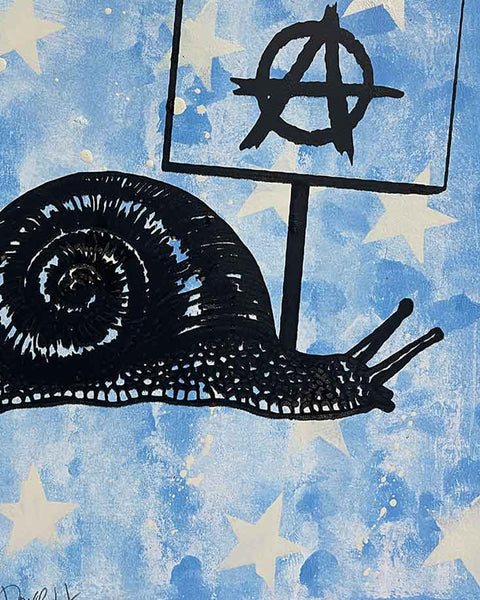 Blue Slow Punk Print by Barrie J Davies, unframed Silkscreen print on paper (hand finished) edition of 1/1, A3 size 29.7 cm x 42 cm.