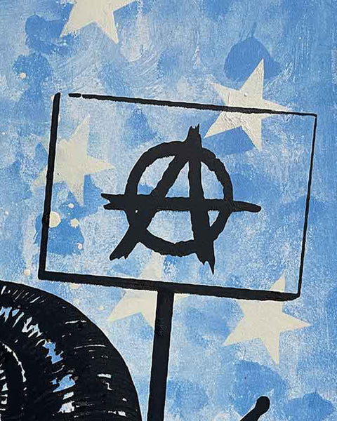 Blue Slow Punk Print by Barrie J Davies, unframed Silkscreen print on paper (hand finished) edition of 1/1, A3 size 29.7 cm x 42 cm.