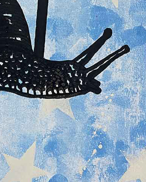 Blue Slow Punk Print by Barrie J Davies, unframed Silkscreen print on paper (hand finished) edition of 1/1, A3 size 29.7 cm x 42 cm.