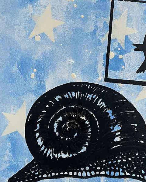 Blue Slow Punk Print by Barrie J Davies, unframed Silkscreen print on paper (hand finished) edition of 1/1, A3 size 29.7 cm x 42 cm.