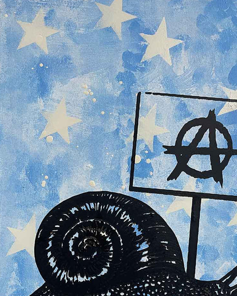 Blue Slow Punk Print by Barrie J Davies, unframed Silkscreen print on paper (hand finished) edition of 1/1, A3 size 29.7 cm x 42 cm.