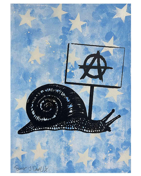 Blue Punk Print by Barrie J Davies, unframed Silkscreen print on paper (hand finished) edition of 1/1, A3 size 29.7 cm x 42 cm.