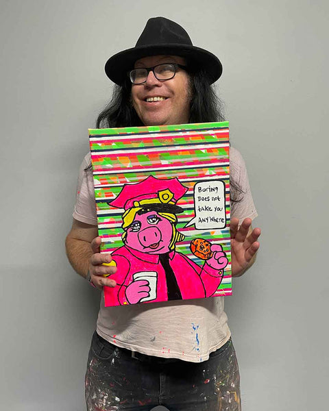 Boring Painting by Barrie J Davies, Mixed media on Canvas, 40 cm x 30 cm, Unframed and ready to hang.