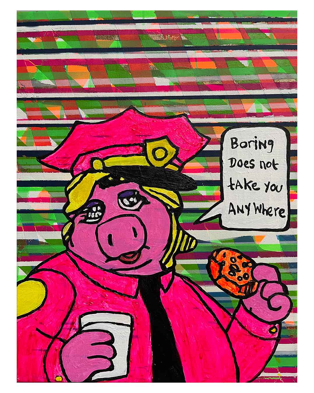 Boring Painting by Barrie J Davies, Mixed media on Canvas, 40 cm x 30 cm, Unframed and ready to hang.