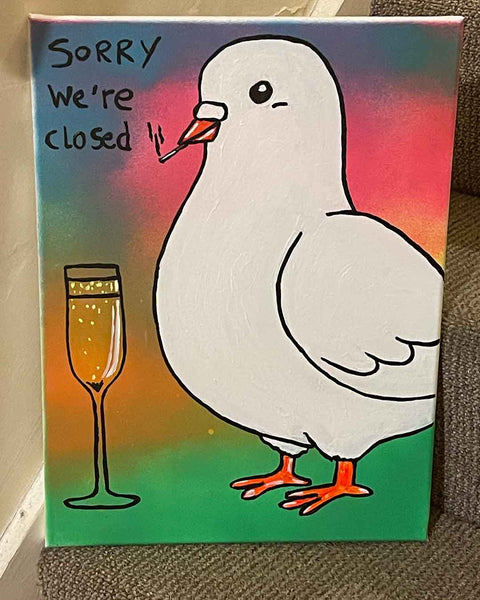 Closed Painting by Barrie J Davies, Mixed media on Canvas, 40 cm x 30 cm, Unframed and ready to hang.
