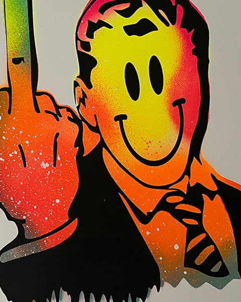 Cosmic Giving It The Finger Print by Barrie J Davies, unframed Silkscreen print on paper (hand finished) edition of 1/1 - A2 size 42cm x 59.4cm.