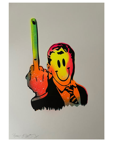 Cosmic Giving It The Finger Print by Barrie J Davies, unframed Silkscreen print on paper (hand finished) edition of 1/1 - A2 size 42cm x 59.4cm.