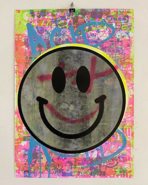 Crazy Happy Now Print by Barrie J Davies, unframed Silkscreen print on paper (hand finished) edition of 1/1 - A2 size 42cm x 59.4cm.
