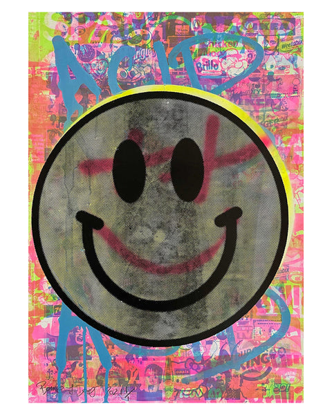 Crazy Happy Now Print by Barrie J Davies, unframed Silkscreen print on paper (hand finished) edition of 1/1 - A2 size 42cm x 59.4cm.