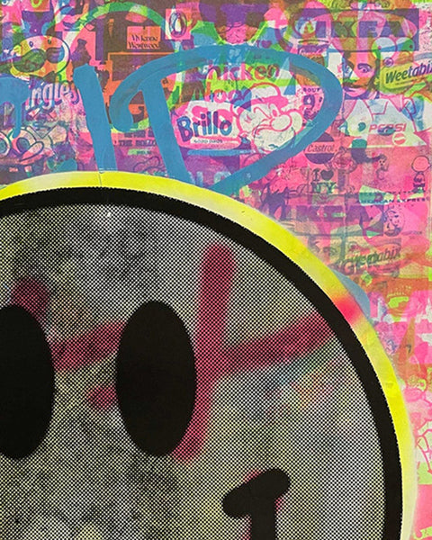 Crazy Happy Now Print by Barrie J Davies, unframed Silkscreen print on paper (hand finished) edition of 1/1 - A2 size 42cm x 59.4cm.