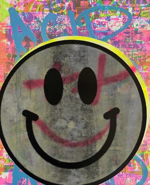 Crazy Happy Now Print by Barrie J Davies, unframed Silkscreen print on paper (hand finished) edition of 1/1 - A2 size 42cm x 59.4cm.