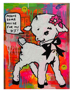 Deejay Painting by Barrie J Davies 2024, Mixed media on Canvas, 21 cm x 29 cm, Unframed and ready to hang.