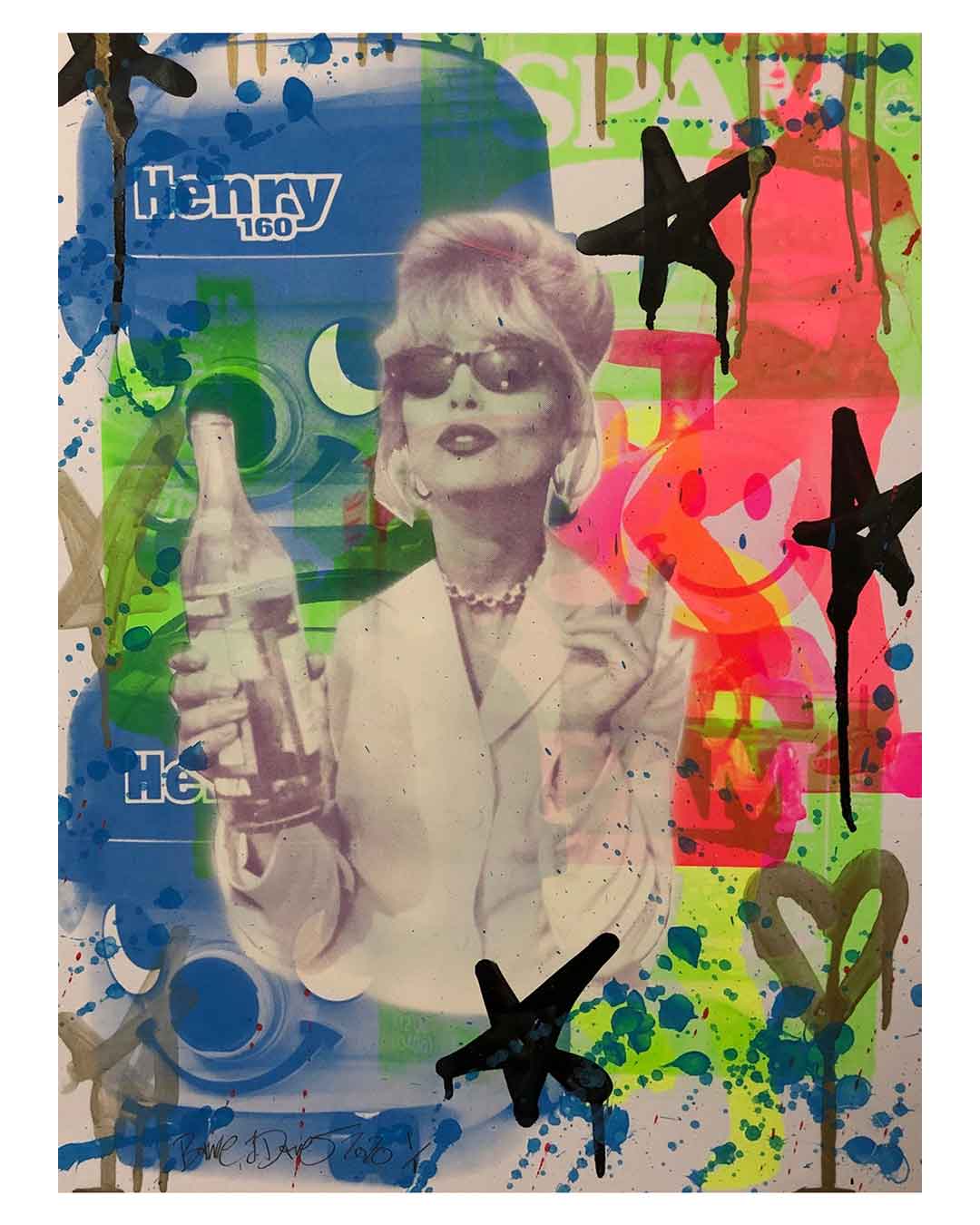 Drippy Mash Up Print by Barrie J Davies - unframed Silkscreen print on paper (hand finished) edition of 1/1 - A2 size 42cm x 59.4cm.