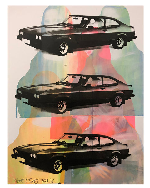 Drive My Car Print by Barrie J Davies, unframed Silkscreen print on paper (hand finished) edition of 1/1 - A2 size 42cm x 59.4cm.