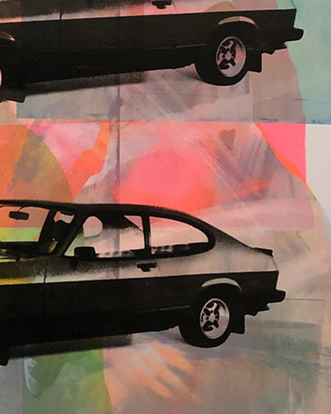 Drive My Car Print by Barrie J Davies, unframed Silkscreen print on paper (hand finished) edition of 1/1 - A2 size 42cm x 59.4cm.