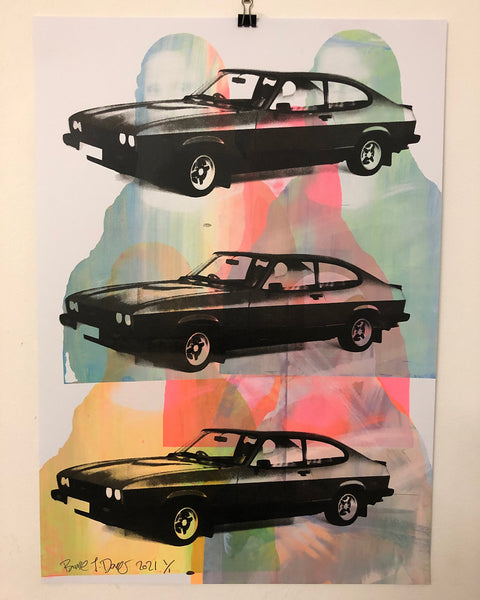 Drive My Car Print by Barrie J Davies, unframed Silkscreen print on paper (hand finished) edition of 1/1 - A2 size 42cm x 59.4cm.