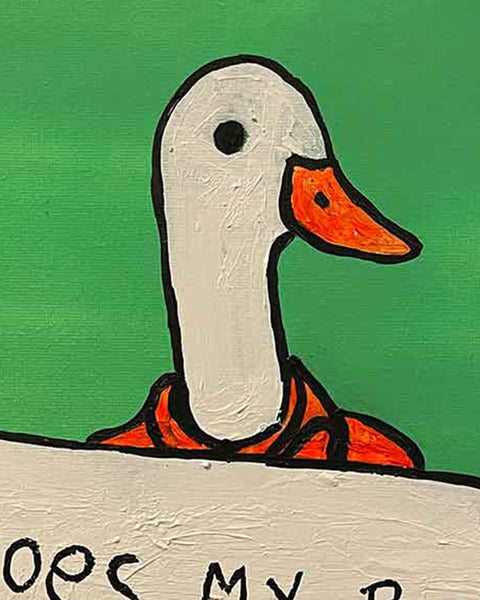 Duck Bum Painting by Barrie J Davies, Mixed media on Canvas, 40 cm x 30 cm, Unframed and ready to hang.