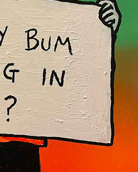 Duck Bum Painting by Barrie J Davies, Mixed media on Canvas, 40 cm x 30 cm, Unframed and ready to hang.