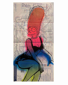 Electric Lady Subway Map Print by Barrie J Davies 2023, Unframed Silkscreen print on London tube map (hand finished), edition of 1/1 14.8cm x 29.5cm. 