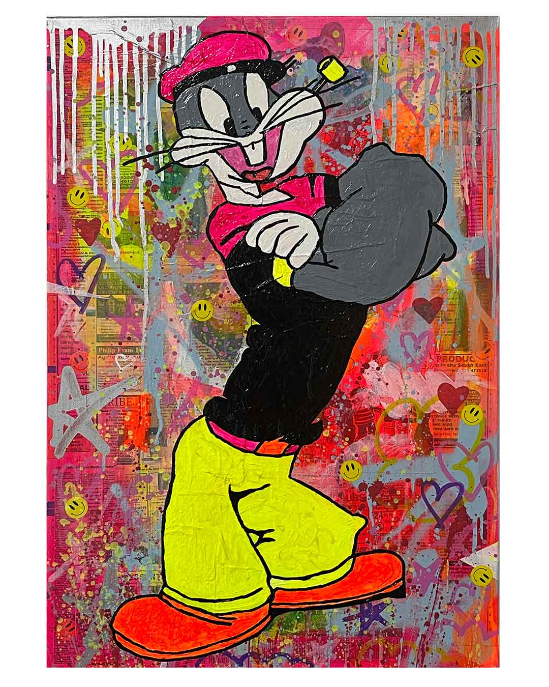 Eye For Pop Painting by Barrie J Davies 2023, Mixed media on Canvas, 50cm x 75cm, Unframed and ready to hang.