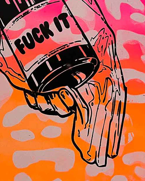 Faded Fuck It Print by Barrie J Davies, Unframed Silkscreen print on paper (hand finished), edition of 1/1 A3 size 29cm x 42cm.