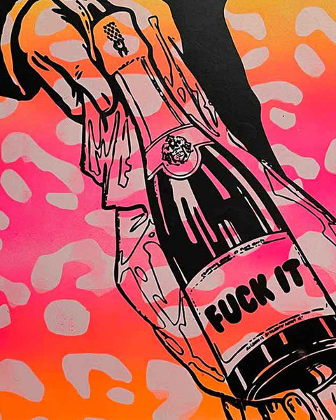 Faded Fuck It Print by Barrie J Davies, Unframed Silkscreen print on paper (hand finished), edition of 1/1 A3 size 29cm x 42cm.