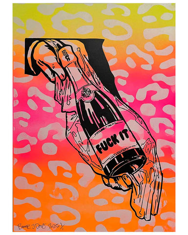 Faded Fuck It Print by Barrie J Davies 2025, Unframed Silkscreen print on paper (hand finished), edition of 1/1 A3 size 29cm x 42cm.