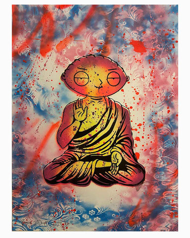Family Mystic Guru Print by Barrie J Davies 2023, Unframed Silkscreen print on paper (hand finished), edition of 1/1 A2 size 42cm x 59cm.  