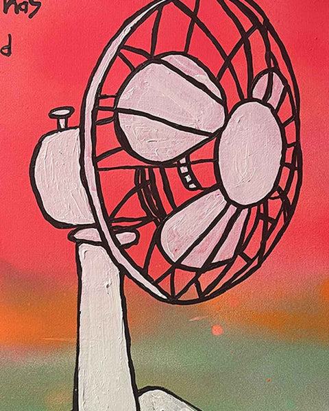 Fans Painting by Barrie J Davies, Mixed media on Canvas, 41 cm x 51 cm, Original Pop Art Painting, Unframed and ready to hang.