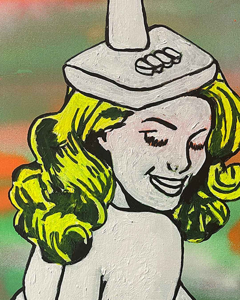 Fans Painting by Barrie J Davies, Mixed media on Canvas, 41 cm x 51 cm, Original Pop Art Painting, Unframed and ready to hang.