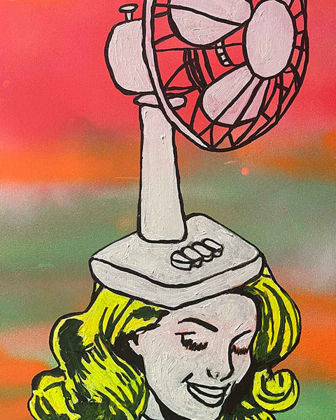 Fans Painting by Barrie J Davies, Mixed media on Canvas, 41 cm x 51 cm, Original Pop Art Painting, Unframed and ready to hang.