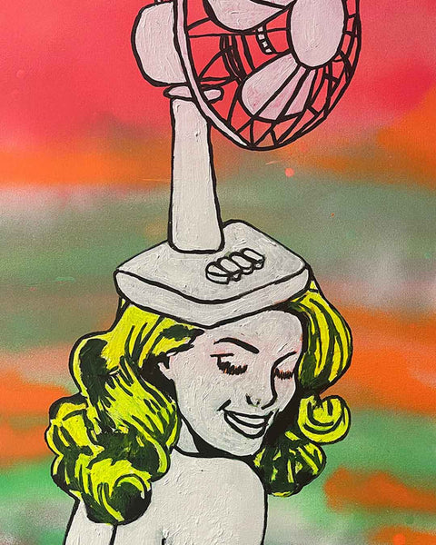 Fans Painting by Barrie J Davies, Mixed media on Canvas, 41 cm x 51 cm, Original Pop Art Painting, Unframed and ready to hang.