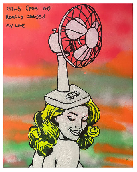 Fans Painting by Barrie J Davies, Mixed media on Canvas, 41cm x 51cm, Original Pop Art Painting, Unframed and ready to hang.