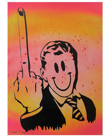 Fire Giving It The Finger Print by Barrie J Davies, unframed Silkscreen print on paper (hand finished) edition of 1/1 - A3 size 29.7cm x 42.0 cm.