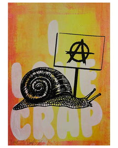 Fire Slow Punk Crap Print by Barrie J Davies, unframed Silkscreen print on paper (hand finished) edition of 1/1, A3 size 29.7 cm x 42 cm.