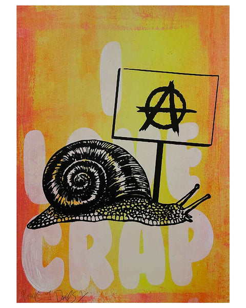 Fire Slow Punk Crap Print by Barrie J Davies, unframed Silkscreen print on paper (hand finished) edition of 1/1, A3 size 29.7 cm x 42 cm.