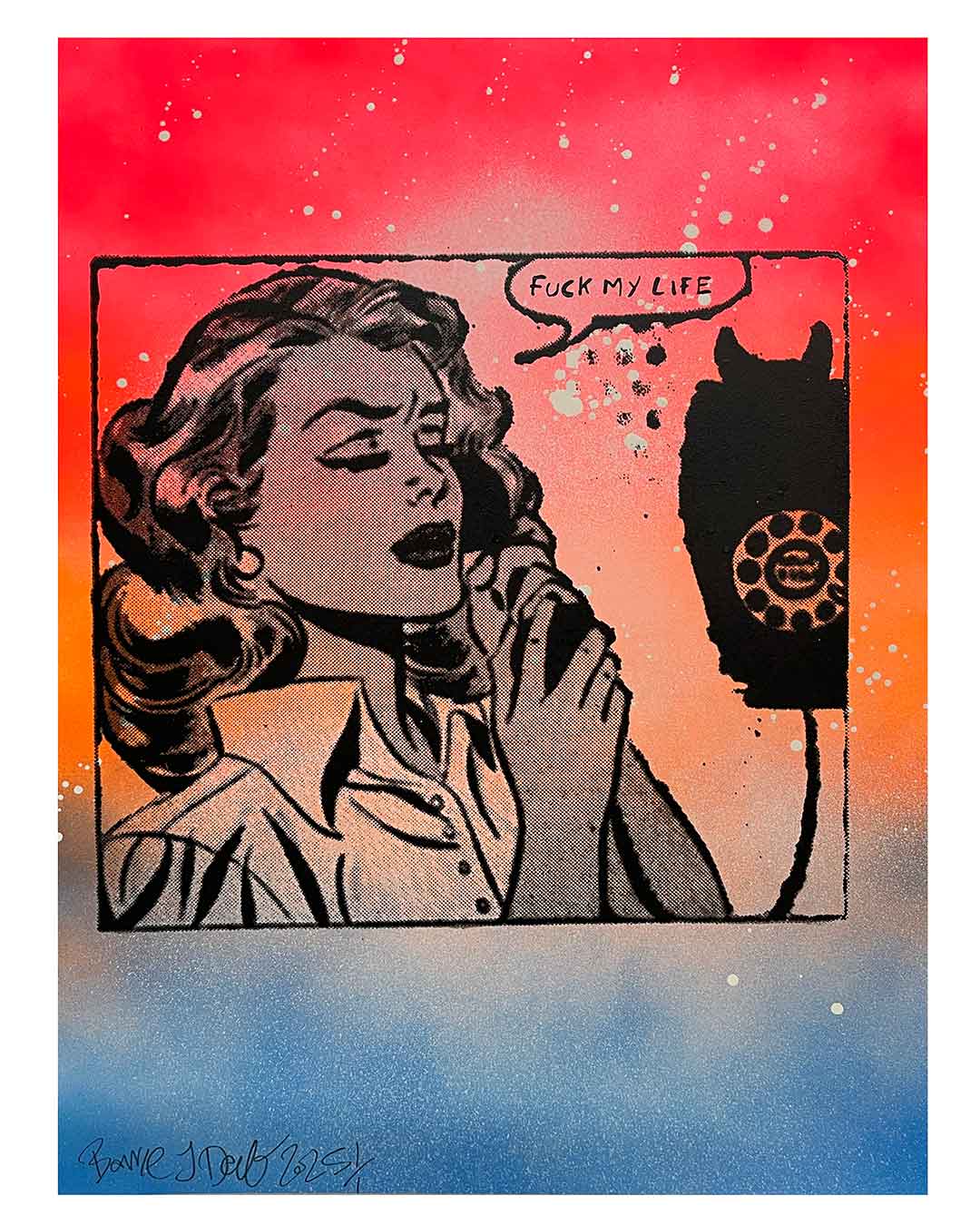 FML Print by Barrie J Davies, unframed Silkscreen print on paper (hand finished) edition of 1/1 - A3 size 29.7 x 42.0 cm.