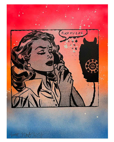 FML Print by Barrie J Davies, unframed Silkscreen print on paper (hand finished) edition of 1/1 - A3 size 29.7 x 42.0 cm.