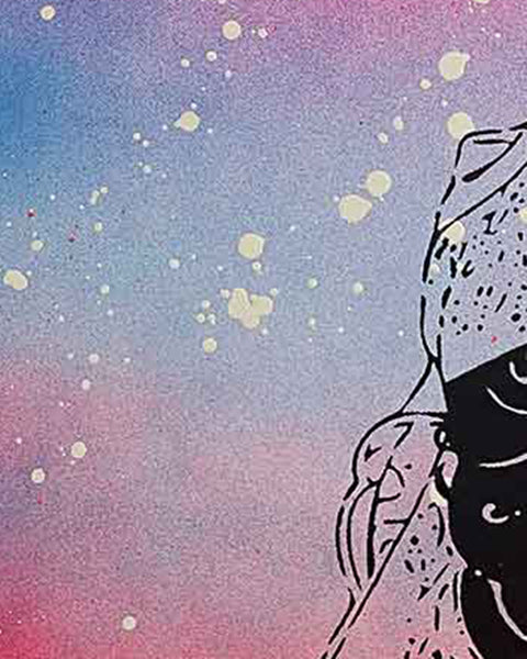 Fortune Teller Print by Barrie J Davies, Unframed Original Silkscreen print on paper (hand finished), edition of 1/1 A3 size 29cm x 42cm.