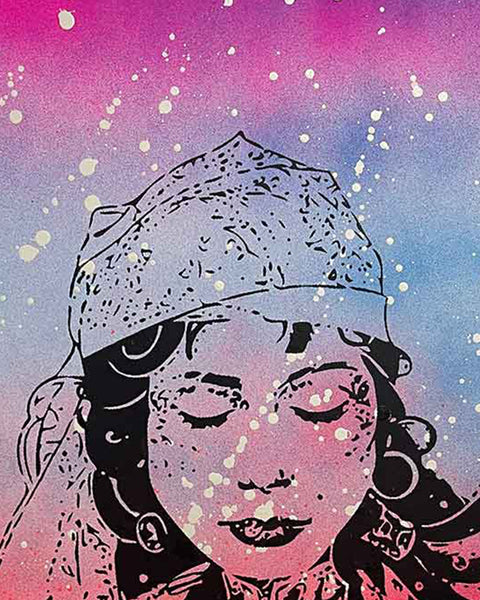 Fortune Teller Print by Barrie J Davies, Unframed Original Silkscreen print on paper (hand finished), edition of 1/1 A3 size 29cm x 42cm.