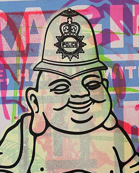 Fun Karma Cop Print by Barrie J Davies, unframed Silkscreen print on paper (hand finished) edition of 1/1, A4 size 21 cm x 29.7 cm.