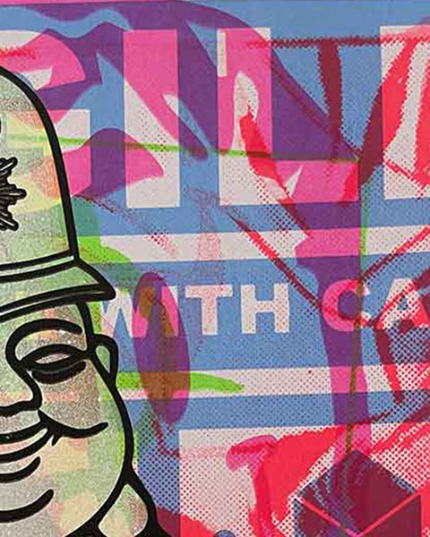 Fun Karma Cop Print by Barrie J Davies, unframed Silkscreen print on paper (hand finished) edition of 1/1, A4 size 21 cm x 29.7 cm.