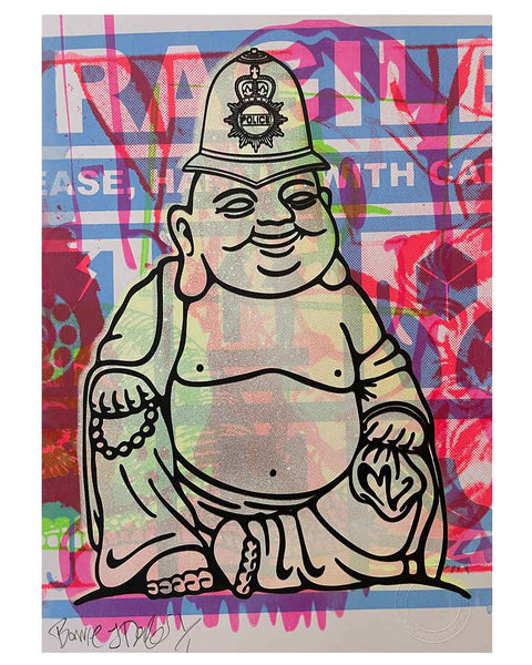 Fun Karma Cop Print by Barrie J Davies, unframed Silkscreen print on paper (hand finished) edition of 1/1, A4 size 21 cm x 29.7 cm.