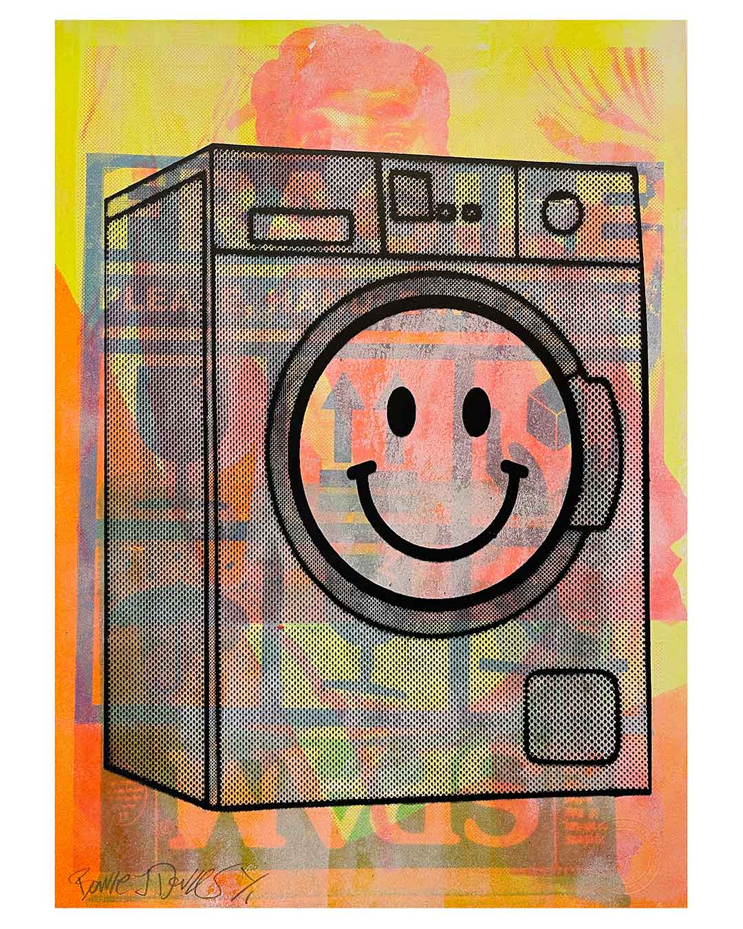 Ghost Acid Rinse Print by Barrie J Davies, unframed Silkscreen print on paper (hand finished) edition of 1/1, A3 size 29.7 cm x 42 cm.