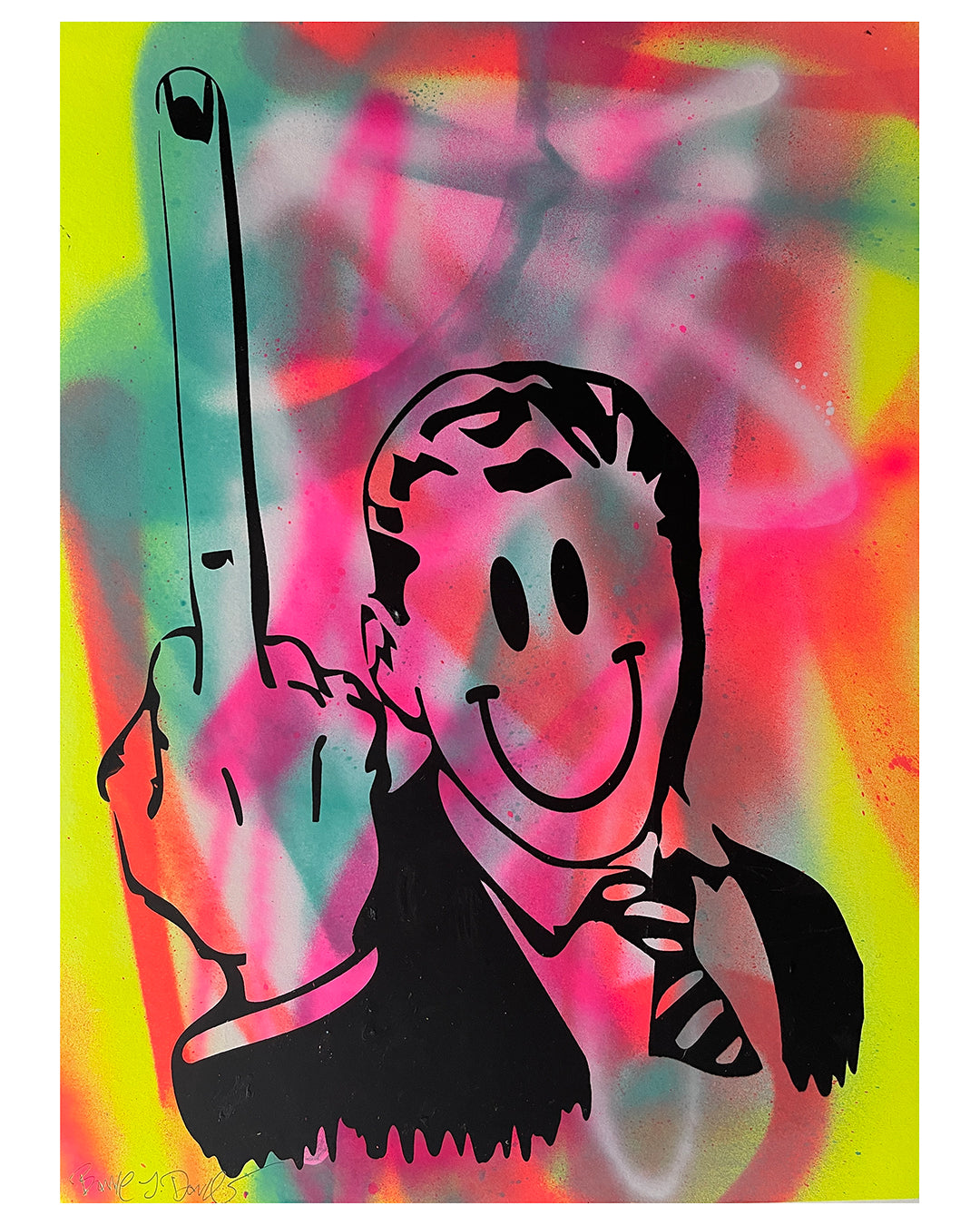 Giving It The Finger Print by Barrie J Davies, unframed Silkscreen print on paper (hand finished) edition of 1/1 - A3 size 29.7cm x 42.0 cm.