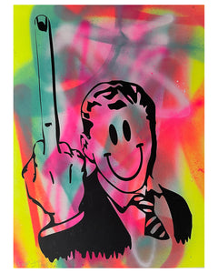 Giving It The Finger Print by Barrie J Davies, unframed Silkscreen print on paper (hand finished) edition of 1/1 - A3 size 29.7cm x 42.0 cm.