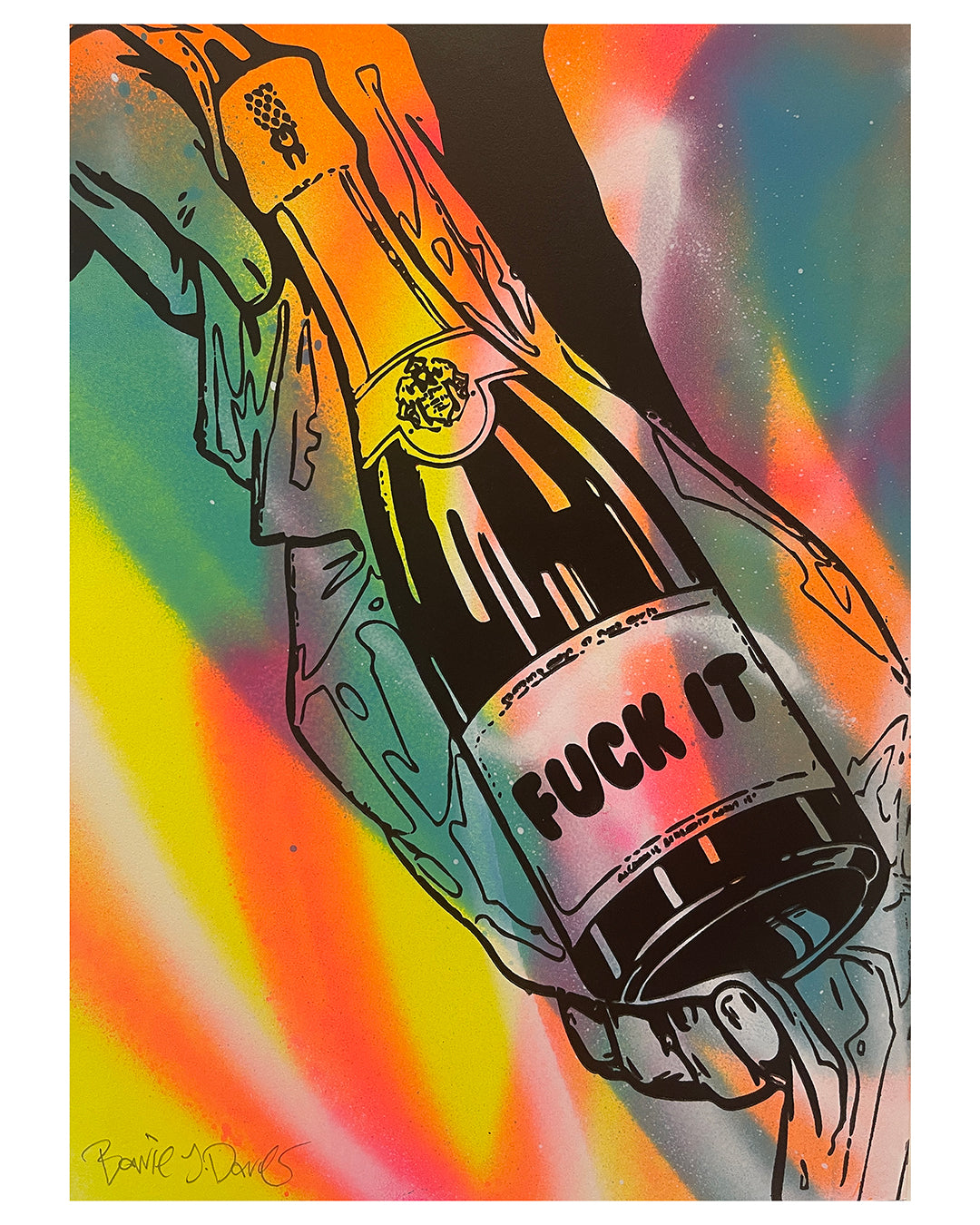 Graffiti Fuck It Print by Barrie J Davies, Unframed Silkscreen print on paper (hand finished), edition of 1/1 - A4 size 29 cm x 21 cm.