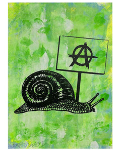 Green Slow Punk Print by Barrie J Davies, unframed Silkscreen print on paper (hand finished) edition of 1/1, A3 size 29.7 cm x 42 cm.
