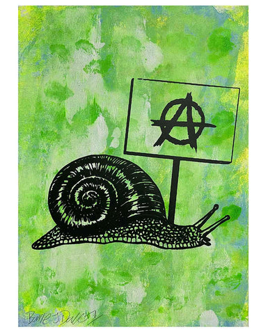 Green Slow Punk Print by Barrie J Davies, unframed Silkscreen print on paper (hand finished) edition of 1/1, A3 size 29.7 cm x 42 cm.
